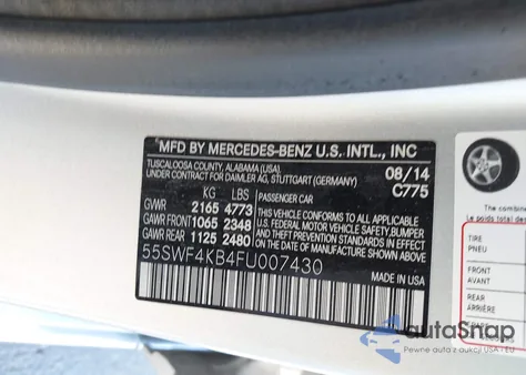 2015 Mercedes-Benz C 300 4Matic from USA, damaged, VIN 55SWF4KB4FU007430